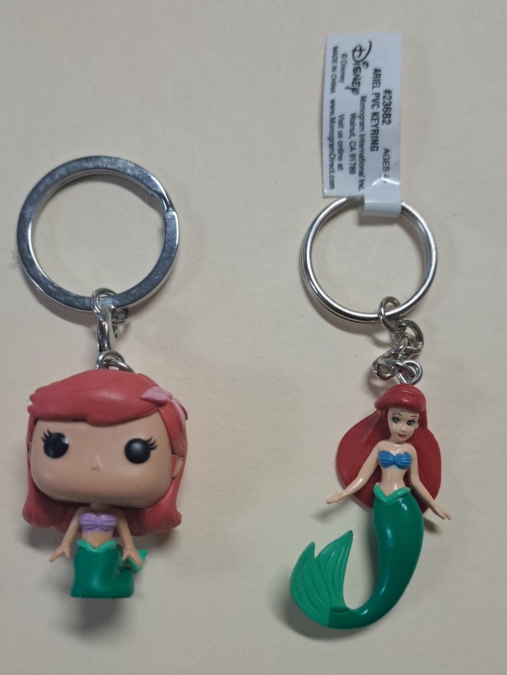 Disney Ariel Little Mermaid Funko & Pvc Keychains (Set Of 2)